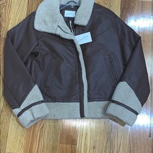 BRAND NEW NWT BROWN LEATHER JACKET